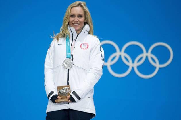 Ladies Big Air Snowboard silver medalist Jamie Anderson of the United States poses for a photo during the medals ceremony for the 2018 Olympics at the Pyeongchang Medals Plaza in Pyeongchang, South Korea on February 22, 2018.  OLY20180222160 MATTHEWxHEALEY