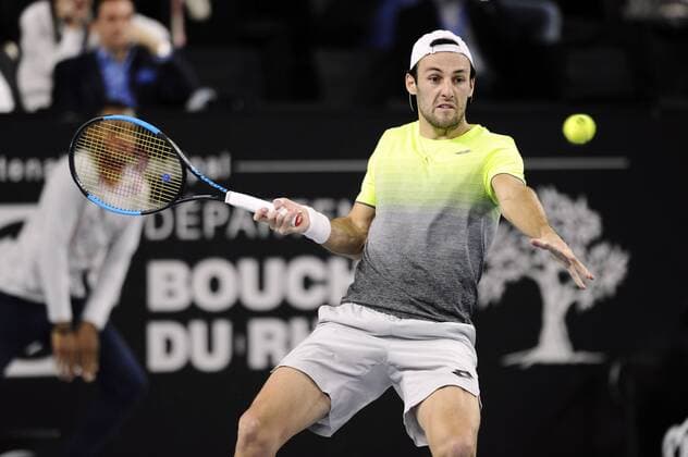 Stefano TRAVAGLIA (ITA) - 1 8 finale TENNIS - Open 13 Provence - Marseille - 22 02 2018 FranckPennant Panoramic 