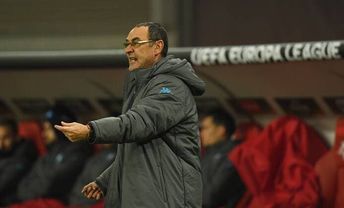 Fussball, Herren, Saison 2017 2018, Europa League (Zwischenrunde, Rückspiel), RB Leipzig - SSC Neapel, Trainer Maurizio Sarri (SSC Neapel), 22.02. 2017, Copyright: xMatthiasxKochx