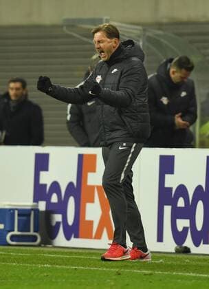 Fussball, Herren, Saison 2017 2018, Europa League (Zwischenrunde, Rückspiel), RB Leipzig - SSC Neapel, Trainer Ralph Hasenhüttl (RB Leipzig), Jubel nach dem Abpfiff, 22.02. 2017, Copyright: xMatthiasxKochx