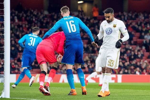 180222 Östersunds Saman Ghoddos deppar efter en missad malchans under fotbollsmatchen i Europa League mellan Arsenal och Östersund den 22 februari 2018 i London. Copyright: ANDREASxLxERIKSSON BB180222AE022