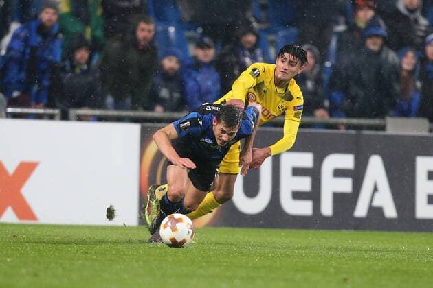 Remo Freuler ( Atalanta Bergamo 11 ) Mahmoud Dahoud ( Borussia Dortmund 19 ), Atalanta Bergamo vs. Borussia Dortmund, Europa League, Fussball, 22.02.2018, Reggio Emilia Copyright: xLanger Eibner-Pressefotox EP_HLR