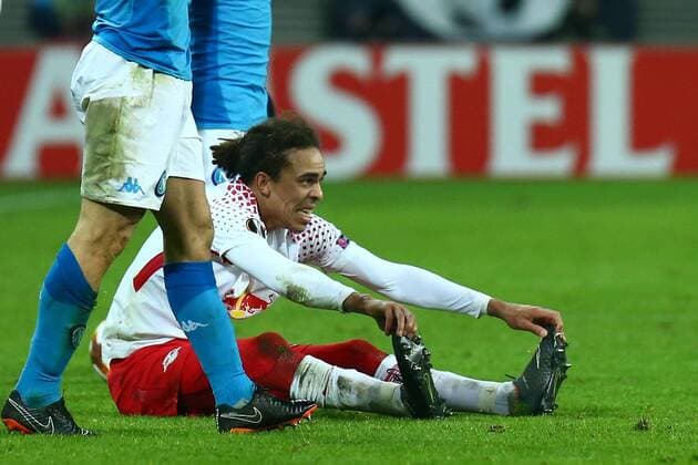 22.02.2018, xkvx, Fussball Europa League, RB Leipzig - SSC Neapel, emspor, v.l. Yussuf Poulsen (RBL - RB Leipzig) Leipzig