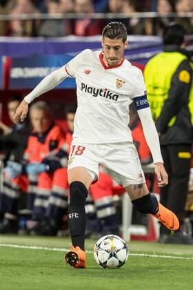 Spain, Sevilla 21.02.2018, UEFA Champions League - 2017 18 Season, Round of 16, First leg, Sevilla FC - Manchester United ManU FC, Sergio Escudero (FCS) in Aktion ( DeFodi507