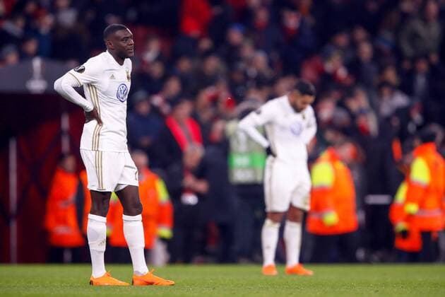 180222 Östersunds Ken Sema deppar efter fotbollsmatchen i Europa League mellan Arsenal och Östersund den 22 februari 2018 i London. Copyright: ANDREASxLxERIKSSON BB180222AE045