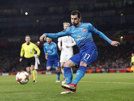 Arsenal s Hennrikh Mkhitaryan in action during the Europa League Round of 32 match at the Emirates Stadium, London. Picture date: February 22nd 2018. Picture credit should read: David Klein Sportimage EDITORIAL USE ONLY. No use with unauthorised audio, video, data, fixture lists, club league logos or live services. Online in-match use limited to 120 images, no video emulation. No use in betting, games or single club league player publications.