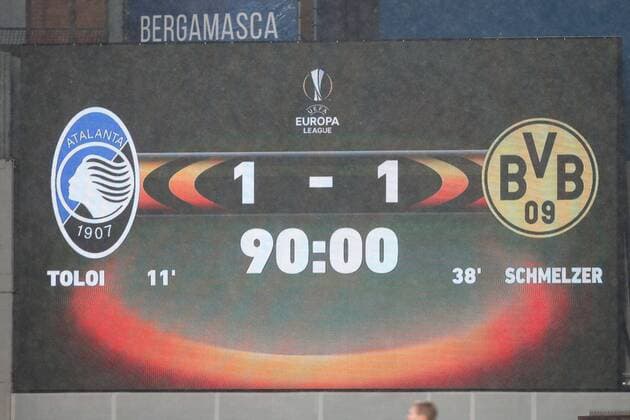 Anzeigentaffel mit dem Endstand, Atalanta Bergamo vs. Borussia Dortmund, Europa League, Fussball, 22.02.2018, Reggio Emilia Copyright: xLanger Eibner-Pressefotox EP_HLR