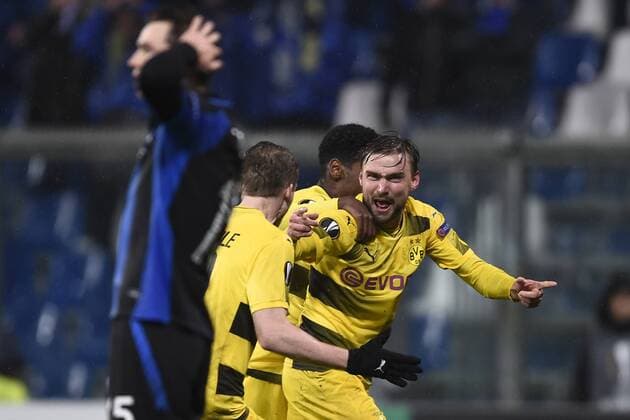 Db Reggio Emilia 22 02 2018 - Europa League Atalanta-Borussia Dortmund foto Daniele Buffa Image nella foto: esultanza gol Marcel Schmelzer 