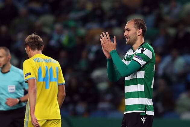 February 22, 2018 - Lisbon, Portugal - Sporting s forward Bas Dost from Holland reacts during the UEFA Europa League round of 32 second leg football match between Sporting CP and FC Astana at Alvalade stadium in Lisbon, Portugal on February 22, 2018. Sporting Lisbon v FC Astana - UEFA Europa League  - ZUMAn230 20180222_zaa_n230_566 Copyright: xPedroxFiuzax