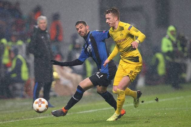 Francesco Rossi ( Atalanta Bergamo 31 ) Marco Reus ( Borussia Dortmund 11 ), Atalanta Bergamo vs. Borussia Dortmund, Europa League, Fussball, 22.02.2018, Reggio Emilia Copyright: xEIBNER HarryxLangerx EP_HLR