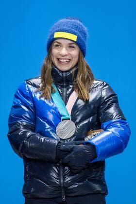 180223 Anna Magnusson of Sweden Silver, celebrates at the Medal Ceremony for the Women s Biathlon 4x6 km relay during day fourteen of the 2018 Winter Olympics on February 23, 2018 in Pyeongchang. Photo: Joel Marklund BILDBYRAN kod JM 87647 Copyright: JOELxMARKLUND BB180223JM081