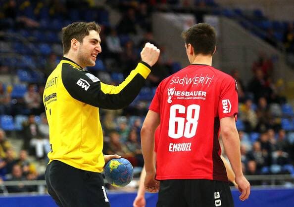 BAU 23.02.2018 Bietigheim Handball SG BBM Bietigheim vs. HC Elbflorenz Dresden, Domenico Ebner (BBM) jubelt und ballt die Faust