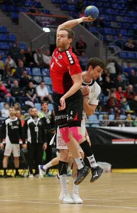 BAU 23.02.2018 Bietigheim Handball SG BBM Bietigheim vs. HC Elbflorenz Dresden, Patrick Rentschler (BBM, links)