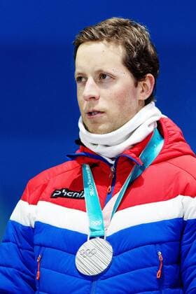 180224 Lars Helge Birkeland of Norway, silver, celebrates at the Medal Ceremony for the Men s Biathlon 4x7,5 km relay during day fifteen of the 2018 Winter Olympics on February 24, 2018 in Pyeongchang. Photo: Carl Sandin BILDBYRAN kod CS 57999_322 Copyright: CARLxSANDIN BB180224CS135