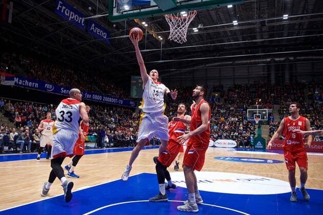 Basketball Frankfurt 23.02.2018 European Qualifiers for the World Cup 2019 Qualifikation für die WM 2019 Deutschland (GER) - Serbien (SRB) Robin Benzing (Deutschland, No.12)