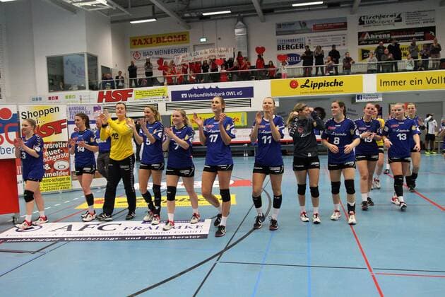 Siegesjubel bei HSG Blomberg-Lippe, HSG Blomberg-Lippe vs Neckarsulmer Union, Handball, 1. Frauen Bundesliga, 24.02.2018, Blomberg Copyright: xEIBNER JanxStrohdiekx EP_JSK