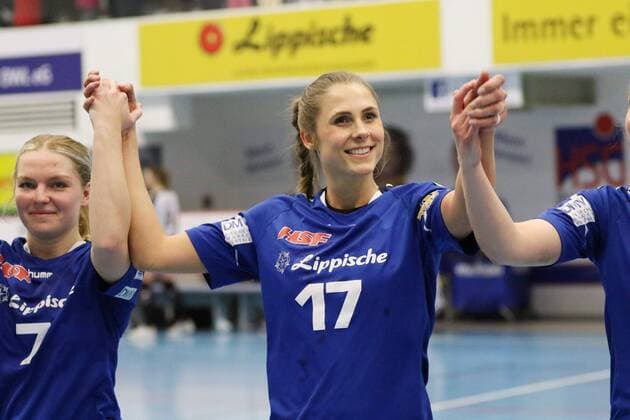 Siegesjubel bei Alicia Stolle (HSG Blomberg-Lippe 17), HSG Blomberg-Lippe vs Neckarsulmer Union, Handball, 1. Frauen Bundesliga, 24.02.2018, Blomberg Copyright: xEIBNER JanxStrohdiekx EP_JSK