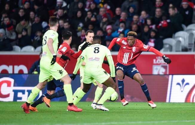 Fußball, OSC Lille - Angers SCO Lebo Mothiba ( Lille ) FOOTBALL : Lille OSC vs SCO Angers - Ligue 1 - Lille - 24 02 2018 FedericoPestellini Panoramic 