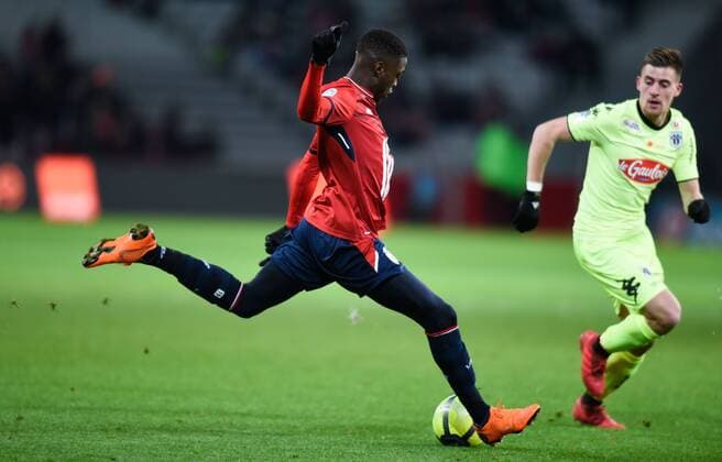 Fußball, OSC Lille - Angers SCO Nicolas Pepe ( Lille ) FOOTBALL : Lille OSC vs SCO Angers - Ligue 1 - Lille - 24 02 2018 FedericoPestellini Panoramic 