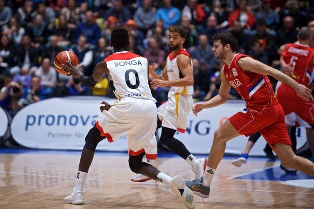 Basketball Frankfurt 23.02.2018 European Qualifiers for the World Cup 2019 Qualifikation für die WM 2019 Deutschland (GER) - Serbien (SRB) Isaac Bonga (Deutschland, No.00)