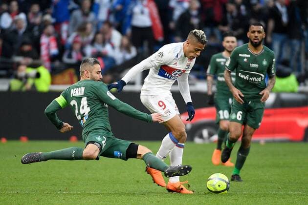Fußball, Olympique Lyon - AS St. Etienne 09 Mariano DIAZ (ol) - 24 LOIC PERRIN (asse) FOOTBALL : Lyon vs Saint Etienne - Ligue 1 Conforama - 25 02 2018 FEP Panoramic 