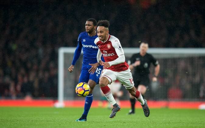 Pierre-Emerick Aubameyang of Arsenal during the Premier League match between Arsenal and Everton at the Emirates Stadium, London, England on 3 February 2018. Copyright: xAndrewxAleksiejczukx PMI-1791-0037