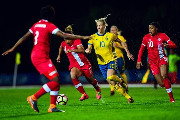 Fußball, Damen, Algarve Cup, Kanada - Schweden 180228 Sveriges Sofia Jakobsson under fotbollsmatchen i Algarve Cup 2018 mellan Kanada och Sverige den 28 februari 2018 i Parchal. Copyright: LUDVIGxTHUNMAN BB180228LT039
