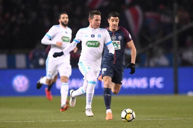 17 YURI BERCHICHE (psg) - 26 FLORIAN THAUVIN (om) FOOTBALL : Paris SG vs Marseille - Coupe de France - 28 02 2018 AnthonyBIBARD FEP Panoramic 
