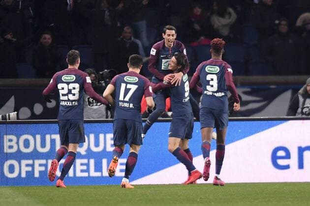 09 EDINSON CAVANI (psg) - 11 ANGEL DI MARIA (psg) - JOIE FOOTBALL : Paris SG vs Marseille - Coupe de France - 28 02 2018 AnthonyBIBARD FEP Panoramic 