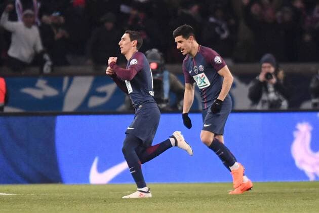 11 ANGEL DI MARIA (psg) - 17 YURI BERCHICHE (psg) - JOIE FOOTBALL : Paris SG vs Marseille - Coupe de France - 28 02 2018 AnthonyBIBARD FEP Panoramic 