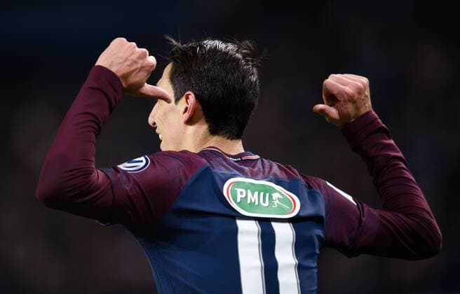Joie de Angel Di Maria ( PSG ) FOOTBALL : Paris Saint Germain vs Olympique de Marseille - Coupe de France - Paris - 28 02 2018 FedericoPestellini Panoramic 