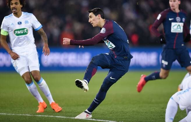 But de Angel Di Maria ( PSG ) FOOTBALL : Paris Saint Germain vs Olympique de Marseille - Coupe de France - Paris - 28 02 2018 FedericoPestellini Panoramic 