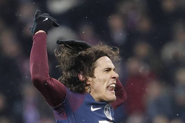 Edinson Roberto Paulo Cavani Gomez (psg) (El Matador) (El Botija) (Florestan) inscrit le 3e but de la rencontre, explosion de joie, exaltation FOOTBALL : PARIS SAINT-GERMAIN v OLYMPIQUE DE MARSEILLE - 1 4 Finale Coupe de France - 28 02 2018 StephaneAllaman Panoramic 