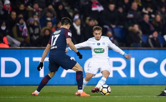 Yusuf Sari ( Olympique Marseille ) FOOTBALL : Paris Saint Germain vs Olympique de Marseille - Coupe de France - Paris - 28 02 2018 FedericoPestellini Panoramic 