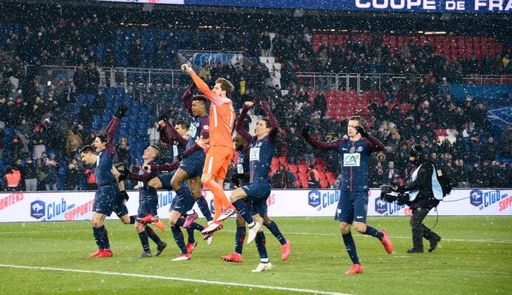 Joie du PSG FOOTBALL : Paris Saint Germain vs Olympique de Marseille - Coupe de France - Paris - 28 02 2018 FedericoPestellini Panoramic 
