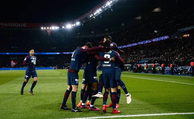 Joie de Angel Di Maria ( PSG ) FOOTBALL : Paris Saint Germain vs Olympique de Marseille - Coupe de France - Paris - 28 02 2018 FedericoPestellini Panoramic 