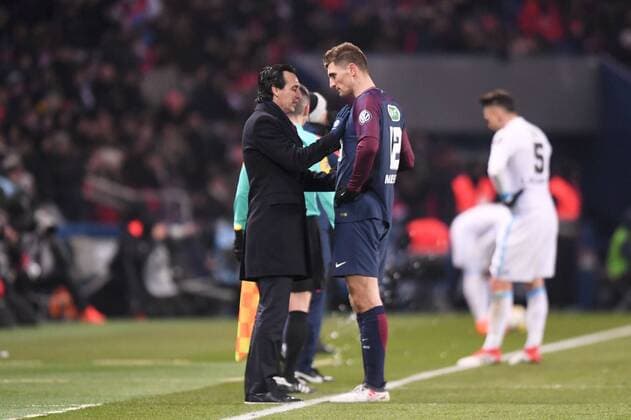 UNAI EMERY (ENTRAINEUR PSG) - 12 THOMAS MEUNIER (psg) FOOTBALL : Paris SG vs Marseille - Coupe de France - 28 02 2018 AnthonyBIBARD FEP Panoramic 