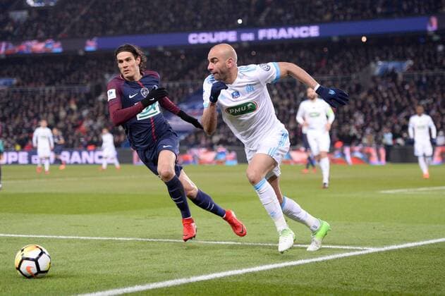 09 EDINSON CAVANI (psg) - 13 Aymen ABDENNOUR (om) FOOTBALL : Paris SG vs Marseille - Coupe de France - 28 02 2018 AnthonyBIBARD FEP Panoramic 