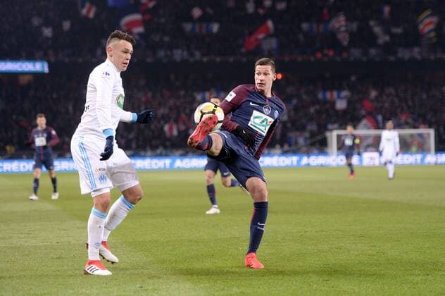 23 JULIAN DRAXLER (psg) - 05 LUCAS OCAMPOS (om) FOOTBALL : Paris SG vs Marseille - Coupe de France - 28 02 2018 AnthonyBIBARD FEP Panoramic 