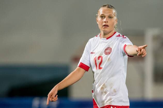 Stine Larsen of Denmark women during the Algarve Cup 2018 match between the Netherlands and Denmark at the Complexo Desportivo Municipal de Vila Real de Santo Antonio on March 02, 2018 in Vila Real de Santo Antonio, Portugal Algarve Cup 2018 2017 2018 xVIxVIxImagesx xGerritxvanxKeulenxIVx 10237213