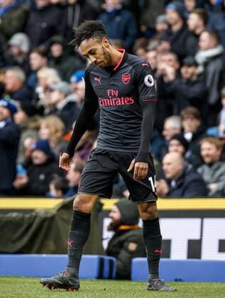 Pierre-Emerick Aubameyang of Arsenal during the Premier League match between Brighton and Hove Albion and Arsenal at the AMEX Stadium, Brighton and Hove, England on 4 March 2018. Copyright: xLiamxMcAvoyx 19170046