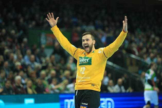 04.03, xfgx, Handball DHB-Pokal 1 4 Finale, HSG Wetzlar - TVB Stuttgart, emspor, v.l. Jubel bei Nr.12 Benjamin Buric (HSG Wetzlar) Wetzlar