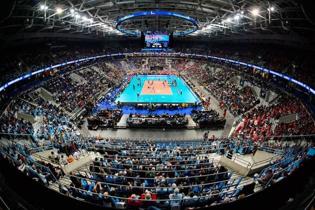 Bilder des Tages - SPORT 04.03.2018, SAP Arena, Mannheim Volleyball, DVV-Pokal Finale, VfB Friedrichshafen vs. Volleyball Bisons Bühl Buehl Übersicht Uebersicht SAP Arena Mannheim