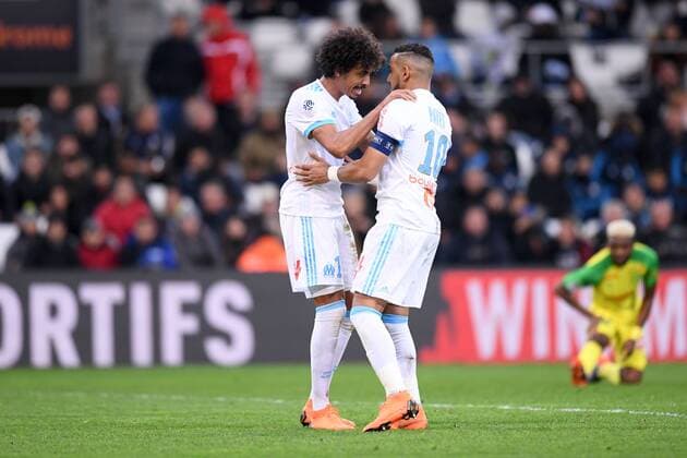 10 DIMITRI PAYET (om) - 19 Luiz GUSTAVO (om) - DECEPTION FOOTBALL : Marseille vs Nantes - Ligue 1 Conforama - 04 03 2018 FEP Panoramic 