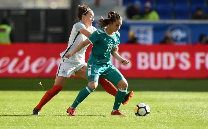 March 4, 2018 - Harrison, NJ, USA - Harrison, N.J. - Sunday March 04, 2018: Sara Däbritz during a 2018 SheBelieves Cup match between the women s national teams of the Germany (GER) and England (ENG) at Red Bull Arena. Sara Däbritz - ZUMAt139 20180304_zaa_t139_111 Copyright: xBradxSmithx