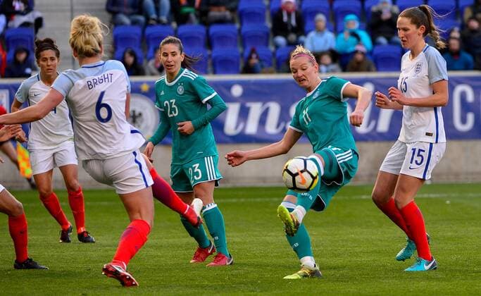 March 4, 2018 - Harrison, NJ, USA - Harrison, N.J. - Sunday March 04, 2018: Alexandra Popp during a 2018 SheBelieves Cup match between the women s national teams of the Germany (GER) and England (ENG) at Red Bull Arena. Alexandra Popp - ZUMAt139 20180304_zaa_t139_131 Copyright: xHowardxSmith Isiphotos.Comx