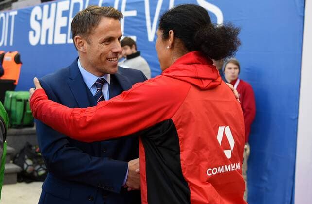 March 4, 2018 - Harrison, NJ, USA - Harrison, N.J. - Sunday March 04, 2018: Phil Neville, Steffi Jones during a 2018 SheBelieves Cup match between the women s national teams of the Germany (GER) and England (ENG) at Red Bull Arena. Phil Neville, Steffi Jones - ZUMAt139 20180304_zaa_t139_133 Copyright: xBradxSmithx