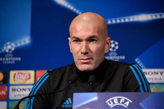 Zinedine Zidane ( entraineur Real Madrid ) FOOTBALL : Conference de presse du Real Madrid - Ligue des Champions - Paris - 05 03 2018 FedericoPestellini Panoramic 