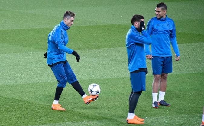 Cristiano Ronaldo ( Real Madrid ) FOOTBALL : Entrainement du Real Madrid - Ligue des Champions - Paris - 05 03 2018 FedericoPestellini Panoramic 