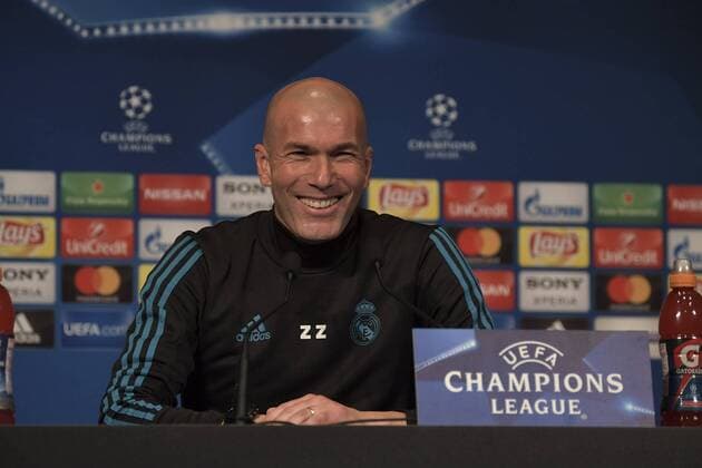 Conference de presse Zinedine Zidane entrainement Real de Madrid FOOTBALL : Paris Saint Germain vs Real de Madrid - Ligue des Champions - 8 e de Finale retour - 6 03 2018 MAO Panoramic 